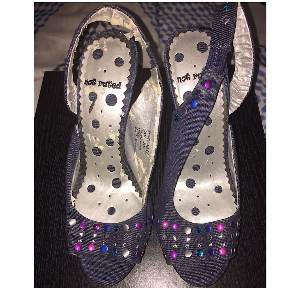 Not Rated Denim Heels....Preowned...Sz: 7...Blue